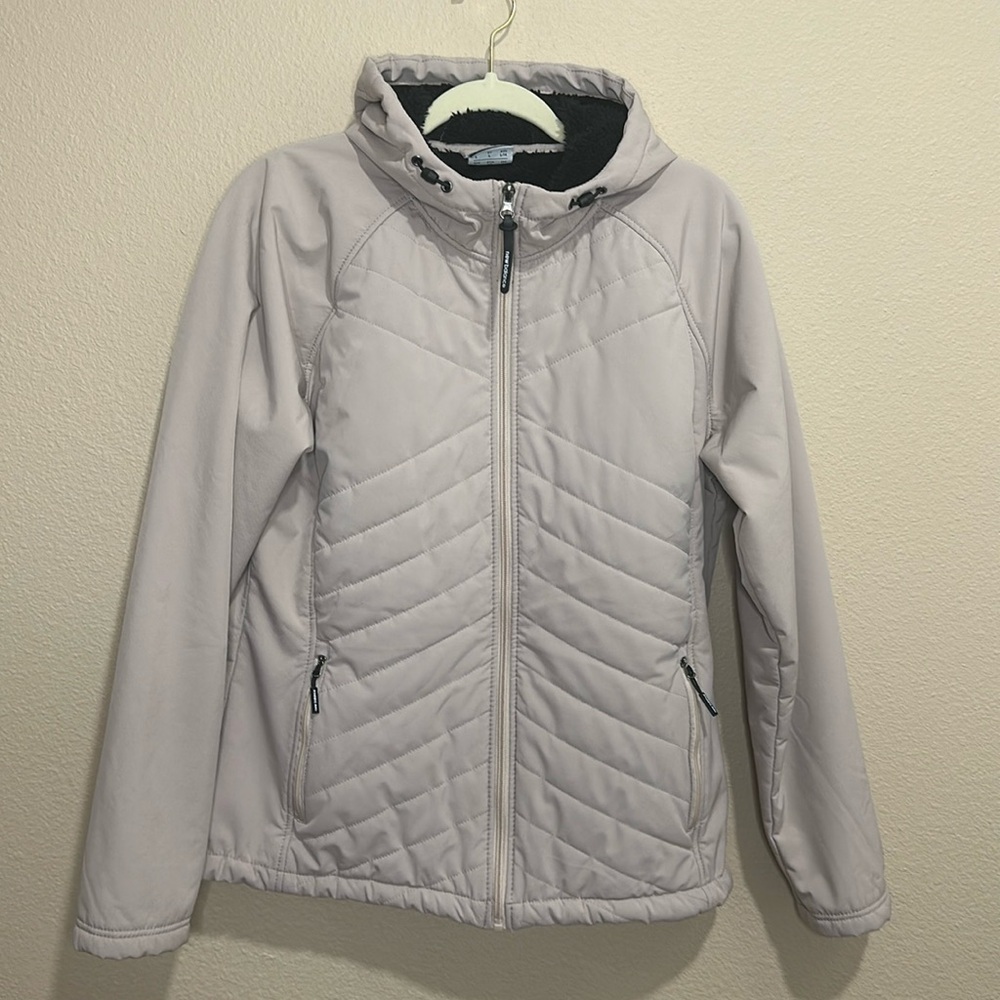 NEW BALANCE Ladies’ Quilted Faux-Fur Lined Hooded Jacket, Size L, EUC